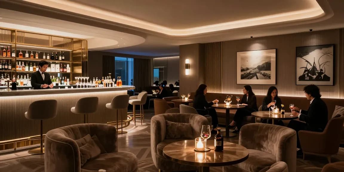 강남블랜딩의 고급스러운 인테리어와 편안한 분위기, 고객을 맞이하는 스타일리시한 호스트.
