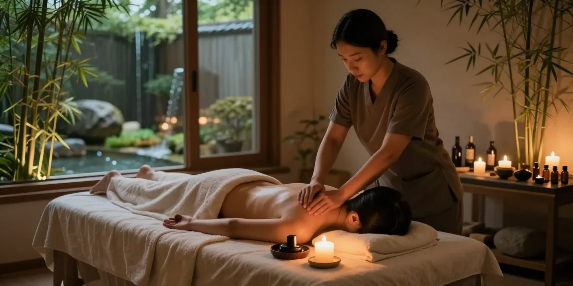 Relaxing scene of 분당출장마사지 in a tranquil spa with warm lighting and soothing atmosphere.