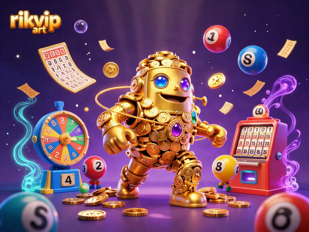 Experience the vibrant energy of rikvip art with a dynamic casino-themed character scene.