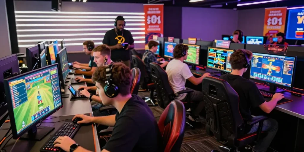 Exciting gaming atmosphere at https://xx88.se.net/ with players engaged in casino games and sports betting, showcasing vibrant graphics and promotions.