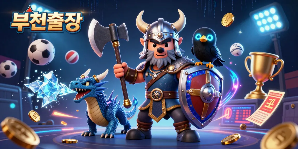 Experience intense 부천출장 안마 action with the Viking warrior, fierce dragon, and sports elements in a dynamic illustration.
