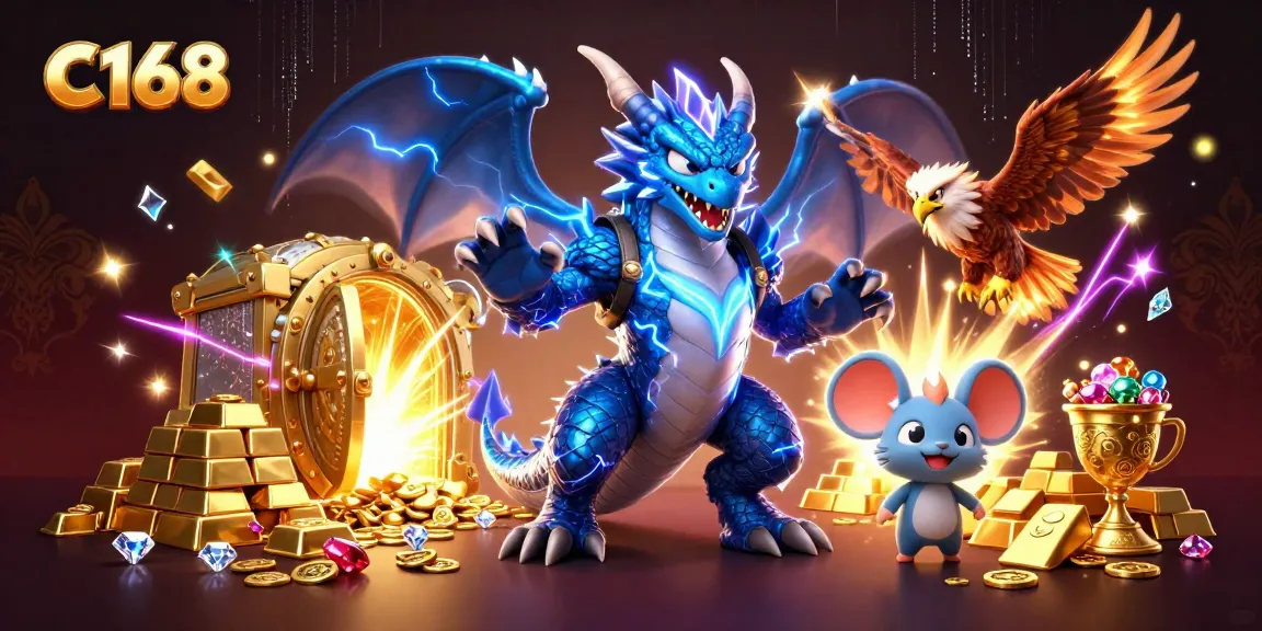 C168 offers vibrant casino adventures with a thunder dragon and dynamic game elements for thrilling gameplay.