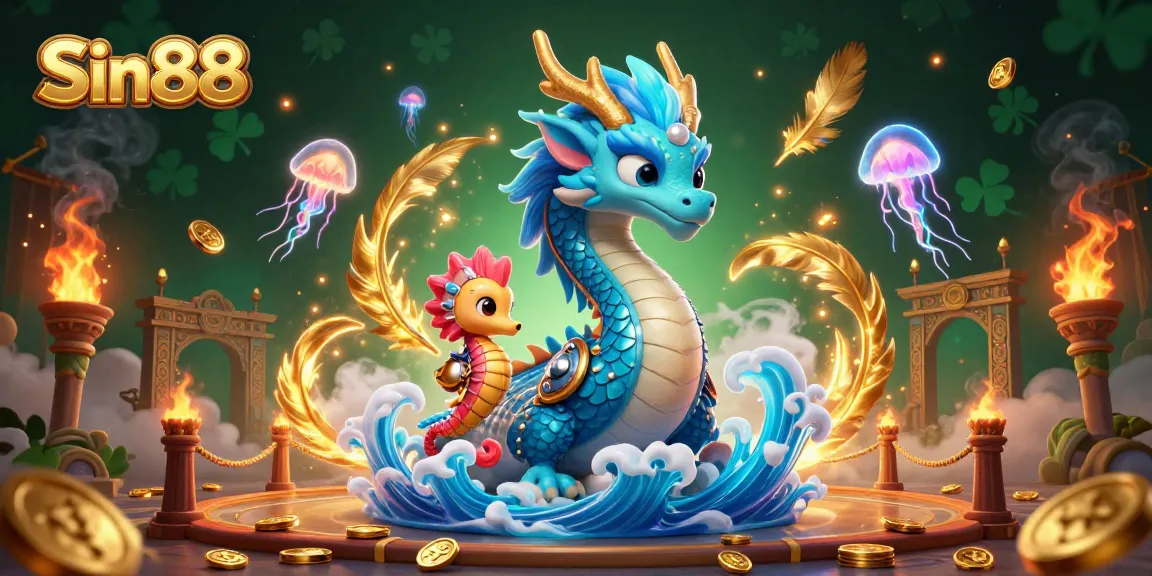 Engaging Sin88 online gambling scene with 3D dragon, knight, and glowing elements for high-stakes action